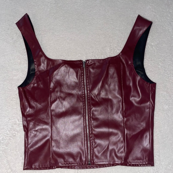 Vintage Faux Leather Bustier Crop Top - Picture 5 of 5